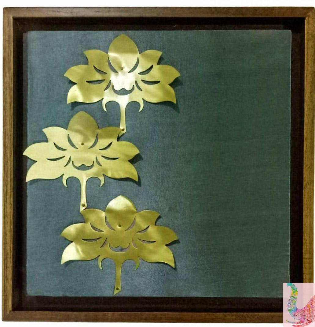 Grey Silk Lotus Brass Art work Frames
