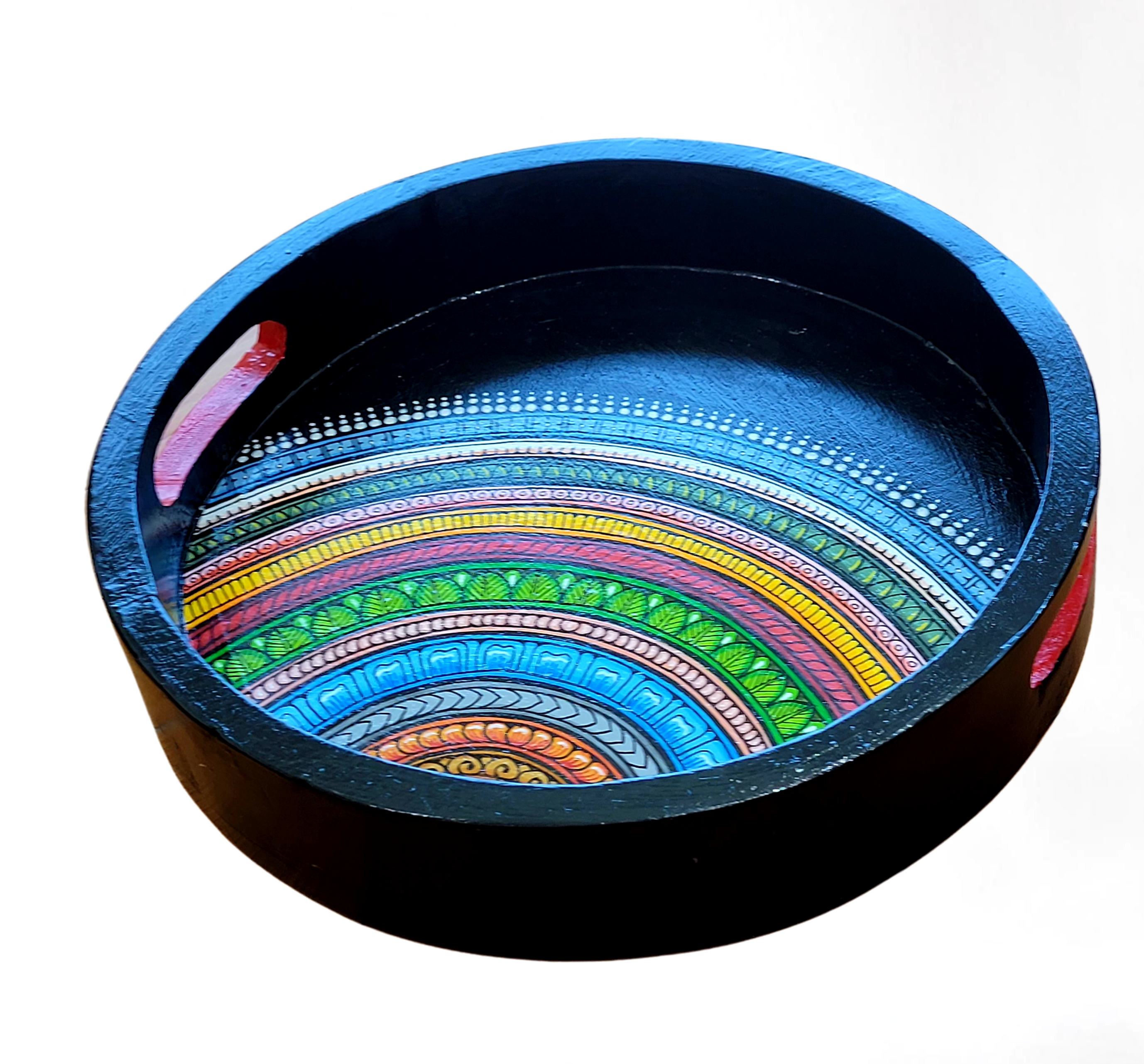 Patachitra Black Round tray